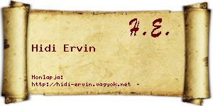 Hidi Ervin névjegykártya
